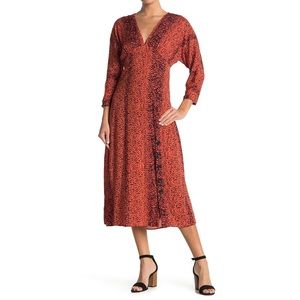 Angie Leopard Print Button Midi Dress